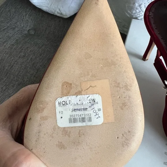 Manolo Blahnik Lurum Burgundy Velvet Crystal Embellished Mules size 40 - Picture 7 of 8